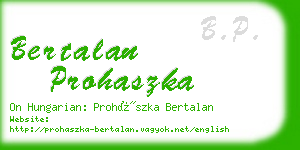 bertalan prohaszka business card